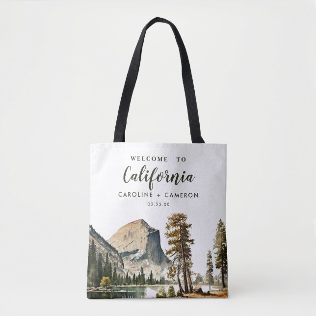 Tote Bag Aquarelle Bienvenue au Mariage de Californie (Devant)
