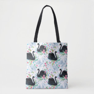 Tote Bag Aquarelle blanc et noir lac de cygne transparent p