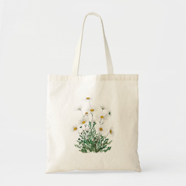 Tote Bag aquarelle blanche Margaret daisy (Devant)