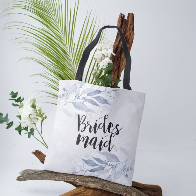 Tote Bag Aquarelle bleue Feuilles Élégant mariage femme de  (Créateur téléchargé)