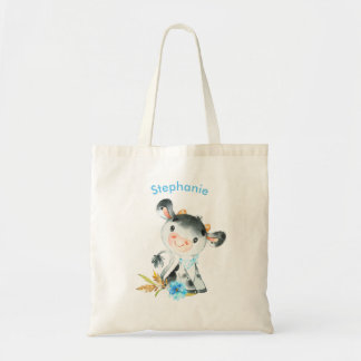 Tote Bag Aquarelle bleue Petite vache