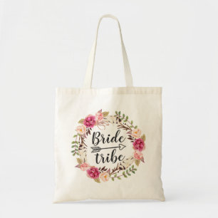 Tote Bag Aquarelle Boho Floral Wreath Bride Tribu