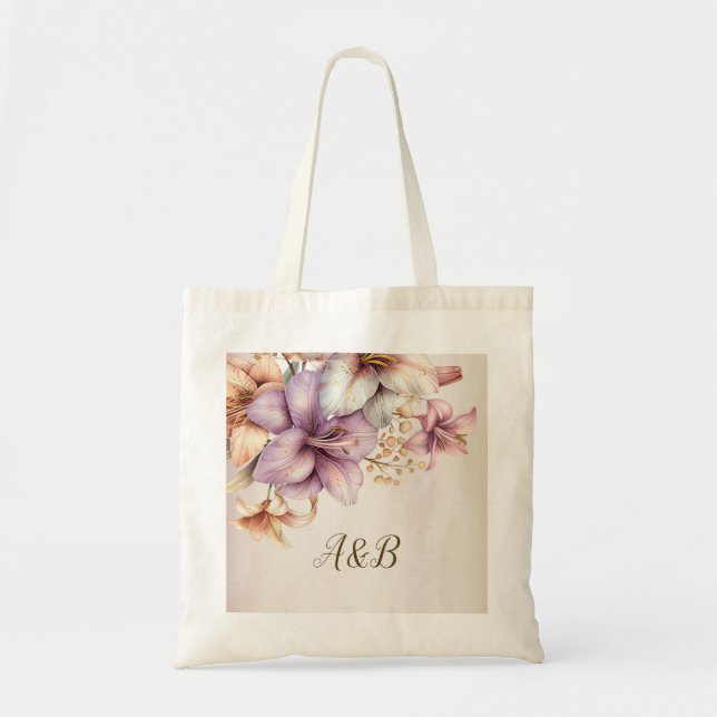 Tote Bag Aquarelle Boho Rose Fleurs Élégante Et Élégante (Devant)