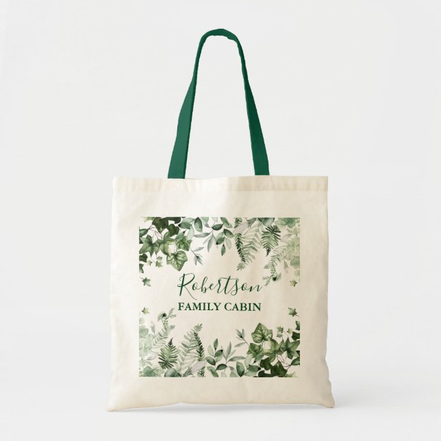 Tote Bag Aquarelle Botanique Ivy Sage Ferns Famille Cabine (Devant)