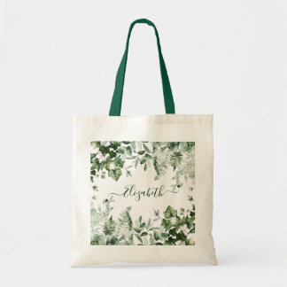 Tote Bag Aquarelle Botanique Verdure Ivy Sage Ferns