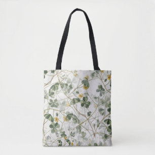 Tote Bag Aquarelle botanique vintage de prairie de trèfle