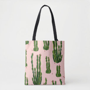 Tote Bag Aquarelle Cactus : Blossoming Seamless Motif