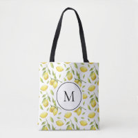 Aquarelle Citrons et verdure Monogramme Motif