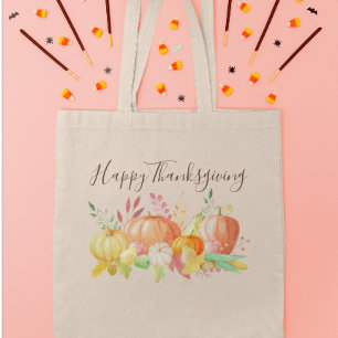 Tote Bag Aquarelle Citrouille Patch Joli Fruit Squash Autom