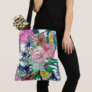 Tote Bag Aquarelle colorée élégante Motif Floral