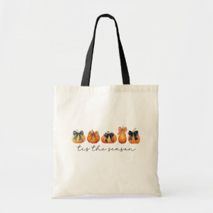 Tote Bag Aquarelle Coquette Bow Citrouille Automne Thanksgi