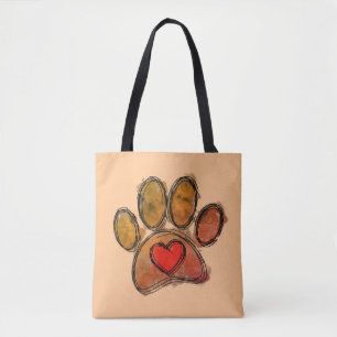 Tote Bag Aquarelle couleur Amoureux des chiens Dessin