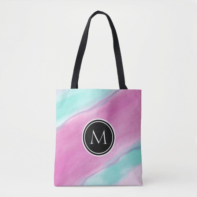 Tote Bag Aquarelle couleur monogramme (Devant)
