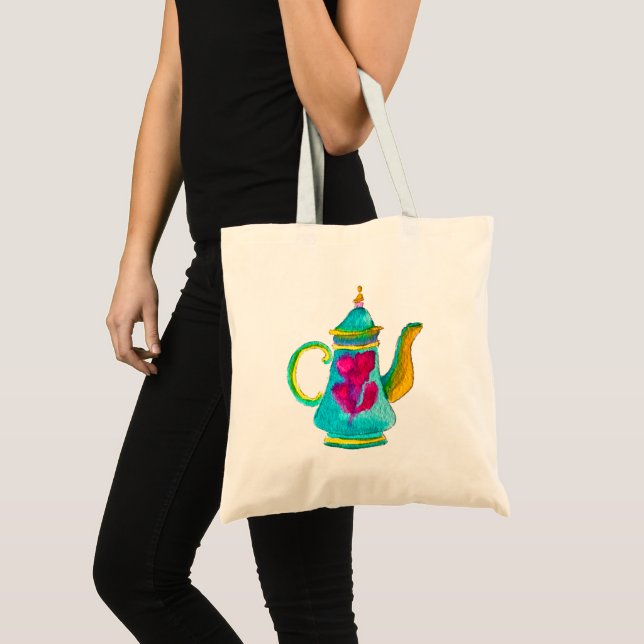 Tote Bag Aquarelle couleur turque teapot (Devant (produit))