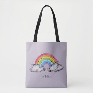 Tote Bag Aquarelle Cute Arc-En-Ciel Et Nuages