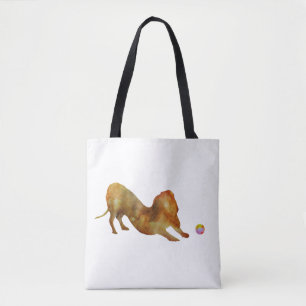 Tote Bag Aquarelle Dachshund & Ball
