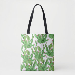 Tote Bag Aquarelle de Cactus : Arrière - plan Motif transpa