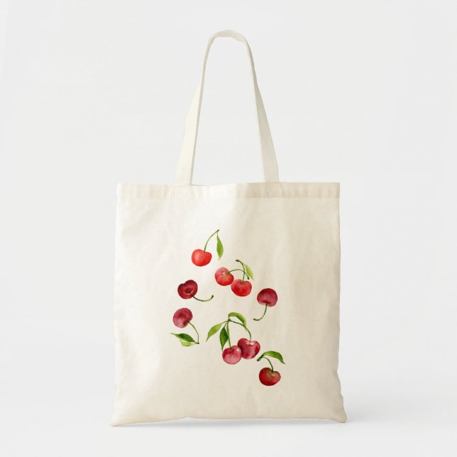 Tote Bag Aquarelle de cerises rouges d'été (Devant)