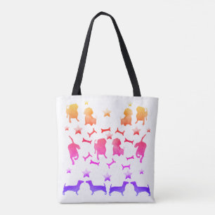 Tote Bag Aquarelle de chien, étoiles et os de chien