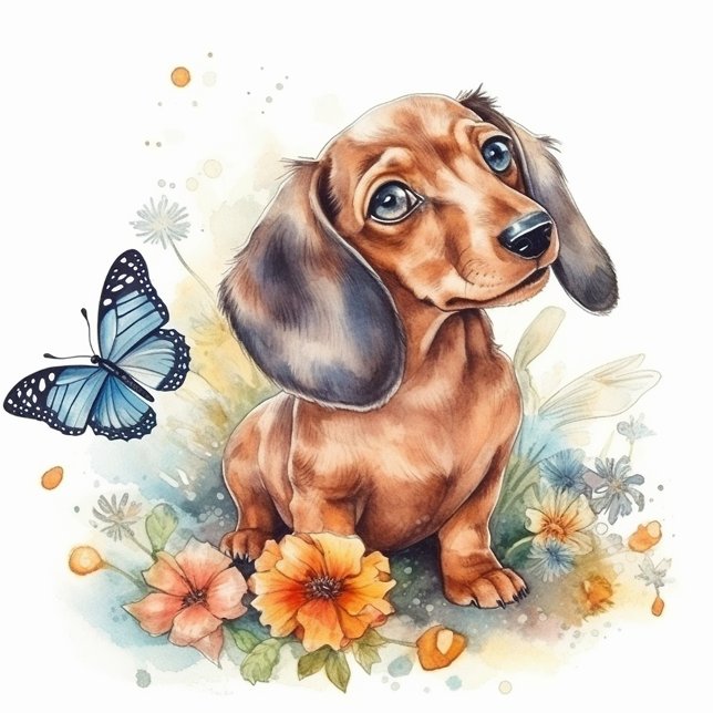 Tote Bag Aquarelle de chiot mignonne Dachshund (Créateur téléchargé)