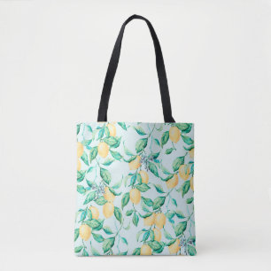 Tote Bag Aquarelle de citron bleu motif