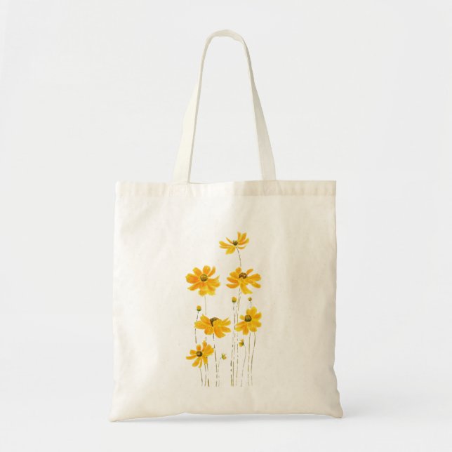 Tote Bag aquarelle de fleur cosmos orange (Devant)