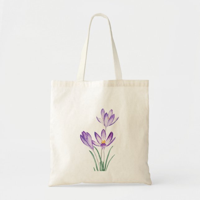 Tote Bag aquarelle de fleur de crocus pourpre (Devant)