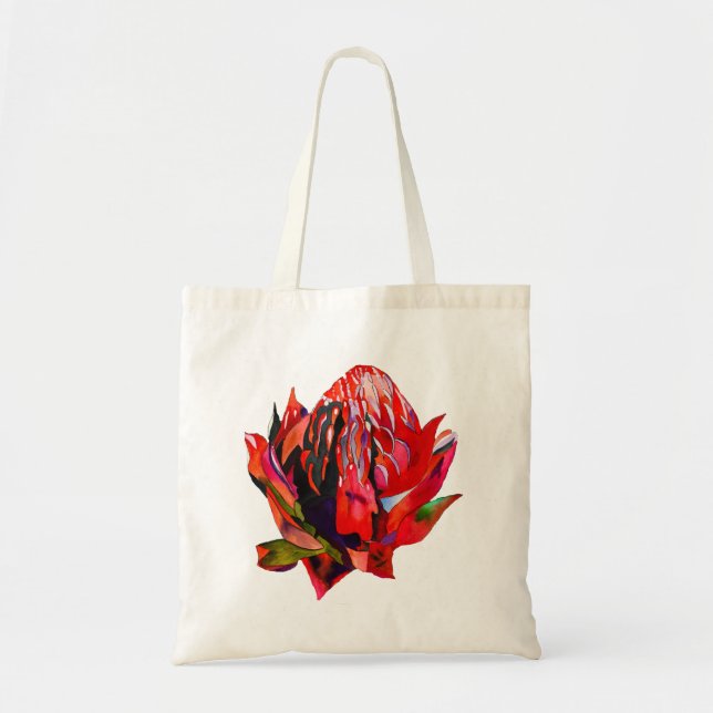 Tote Bag Aquarelle de fleurs indigènes de Waratah (Devant)