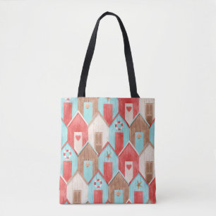 Tote Bag Aquarelle de la maison de plage : motif rétro.