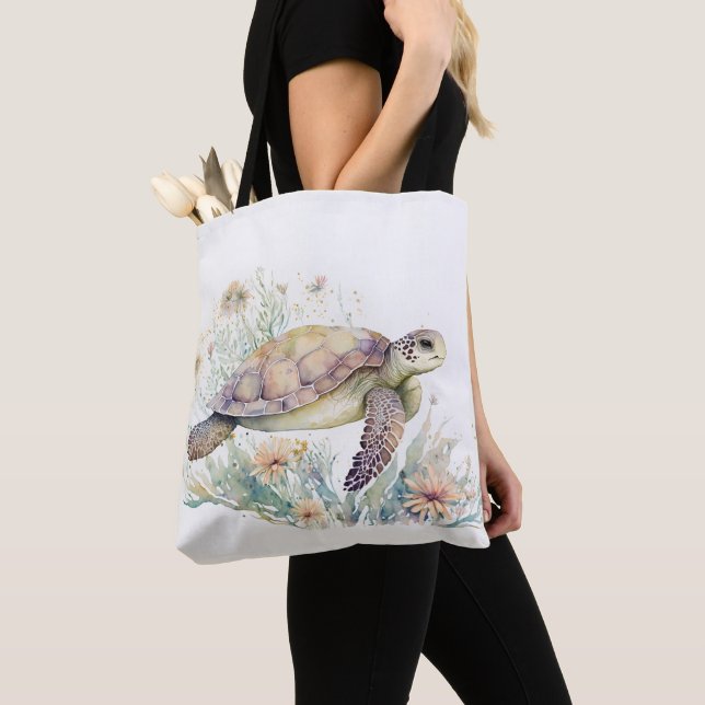Tote Bag Aquarelle de la Tortue de mer (De près)