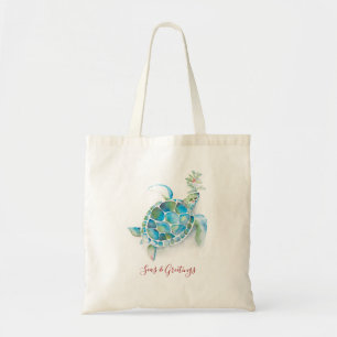 Tote Bag Aquarelle de la tortue de mer Mer et voeux Noël