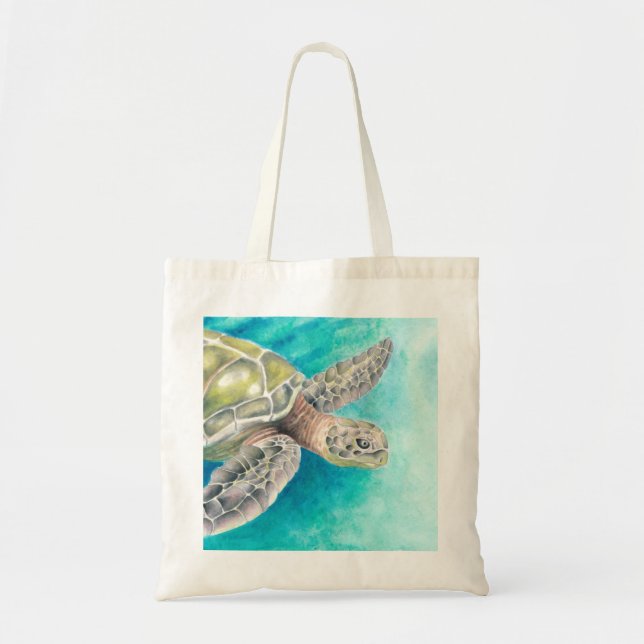 Tote Bag Aquarelle de la tortue marine verte (Devant)