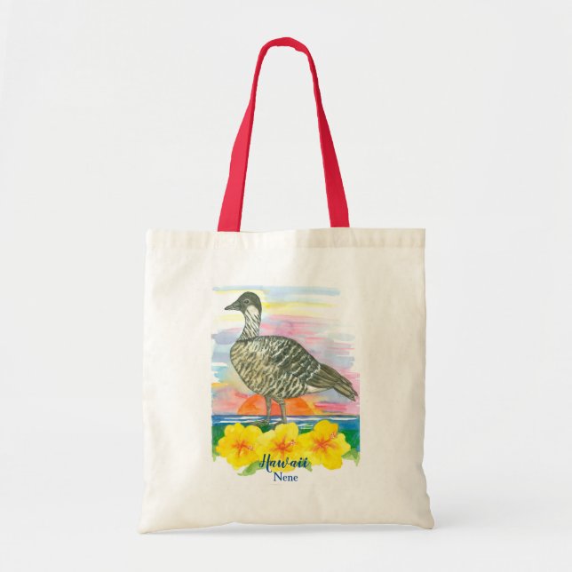 Tote Bag Aquarelle de l'État Hawaiian Goose Nene (Devant)