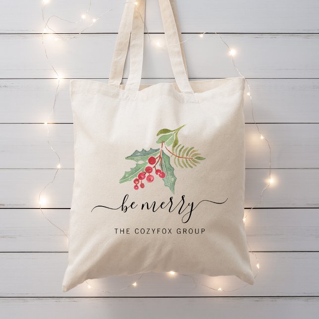 Tote Bag Aquarelle de Noël d'affaires (Business Christmas Watercolor Greenery Tote Bag)