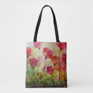 Tote Bag Aquarelle de pavot Fête des mères personnalisées
