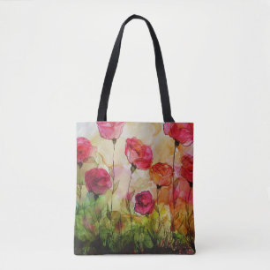 Tote Bag Aquarelle de pavot Fête des mères personnalisées