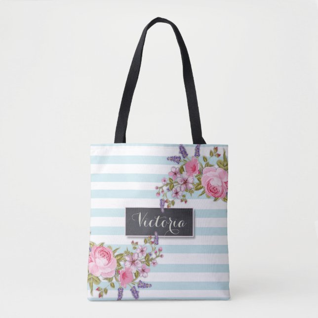 Tote Bag Aquarelle de Peony Floral Personnalisé Fourre-tout (Devant)