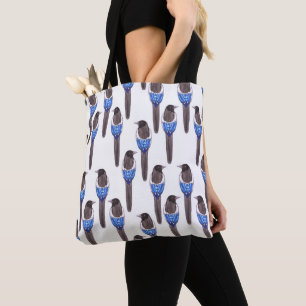 Tote Bag Aquarelle de pie affichée par noir ou de pie