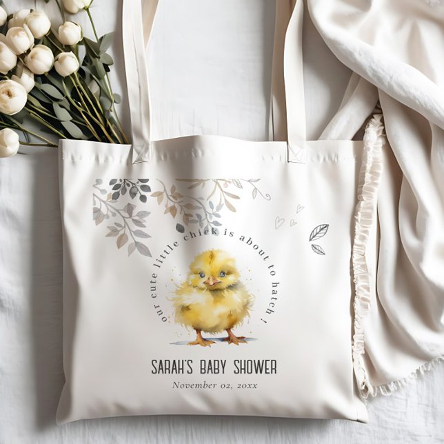 Tote Bag Aquarelle de poulet de ferme mignonne Baby shower  (Créateur téléchargé)