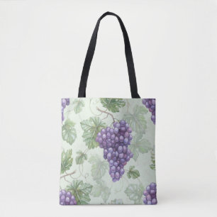 Tote Bag Aquarelle de raisins, Motif sans arôme de fruits.