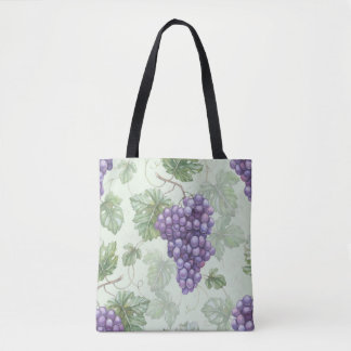 Tote Bag Aquarelle de raisins, Motif sans arôme de fruits.