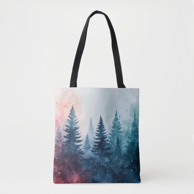 Tote Bag Aquarelle de sapin de Noël Fourre-tout (Devant)