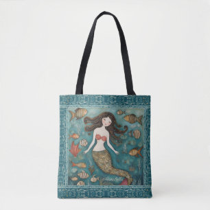 Tote Bag Aquarelle de sirène personnalisée