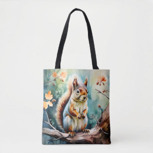 Tote Bag Aquarelle d'écureuil d'automne