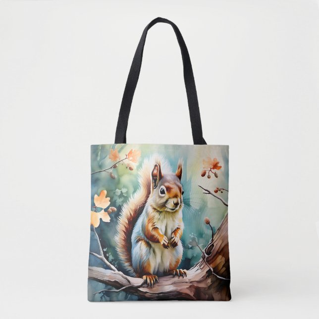 Tote Bag Aquarelle d'écureuil d'automne (Devant)