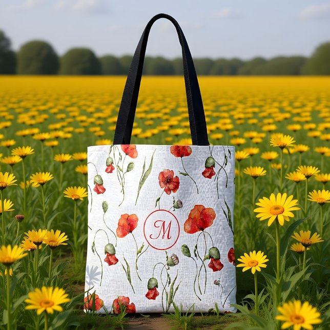 Tote Bag Aquarelle délicieuse Poppies sauvages (Créateur téléchargé)