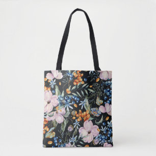 Tote Bag Aquarelle douce : Baies florales roses