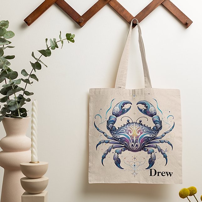Tote Bag Aquarelle du cancer tendance Design Zodiac (Créateur téléchargé)