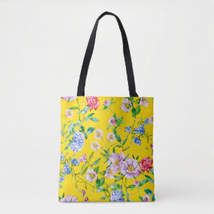 Tote Bag Aquarelle du jardin de fleurs illustration motif