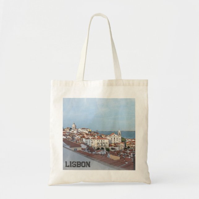 Tote Bag Aquarelle du quartier d'Alfama à Lisbonne (Devant)